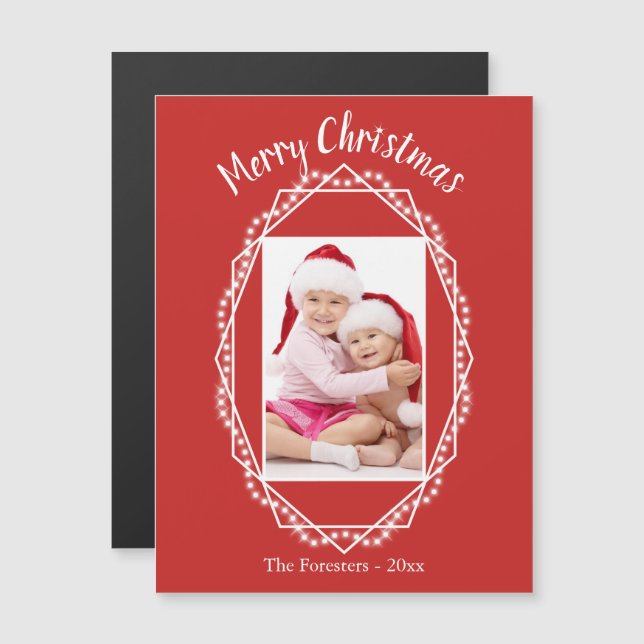 Convite Magnético Magnet de Fotografias Geométricas Holiday Sparkle (Frente/Verso)