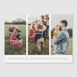 Convite Magnético Magnet de Natal de 3 Fotos Verticais Mínimas Moder