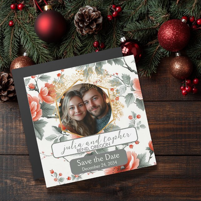 Convite Magnético Magnet Encantador de Casamento de Natal Vermelho e (Criador carregado)