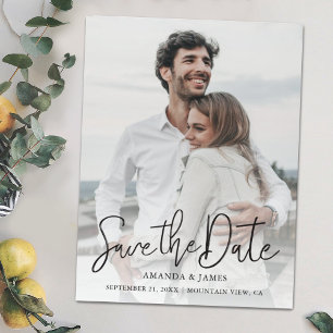 Convite Magnético Magnet Save the Dates with Photo and Black Script