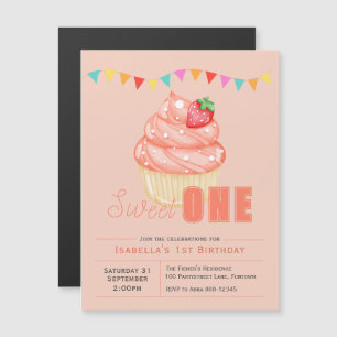 Convite Magnético Magnetic Sweet ONE, 1º aniversário do cupcake da f