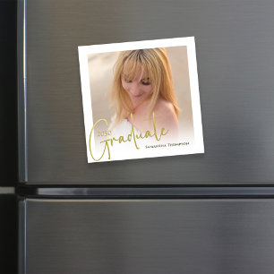 Convite Magnético Magnética de Fotografias de Script Dourado Minimal