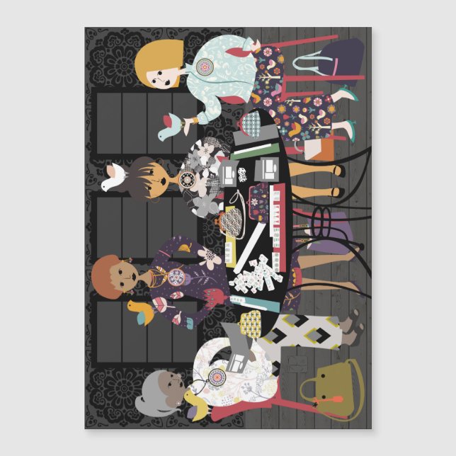 Convite Magnético Mah Jongg Birds (Frente)