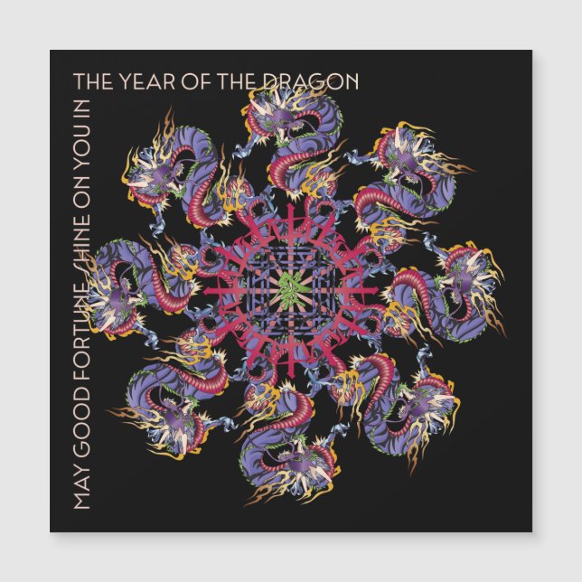 Convite Magnético Mah Jongg Dragon Year Magnet (Frente)