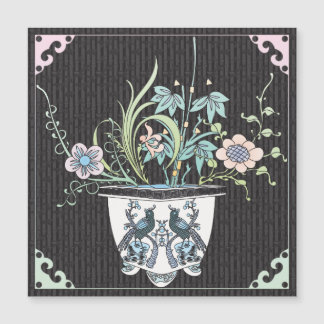 Convite Magnético Mah Jongg Flores/Aves