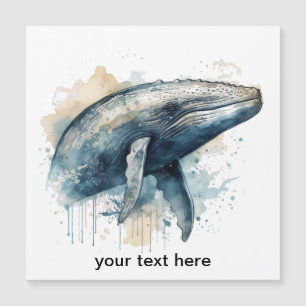 Convite Magnético Maravilha da Baleia em Aquarela, personalizado