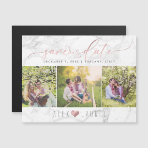 Convite Magnético Marble PixDezines Salve nossa Data/Rosa Faux Doura