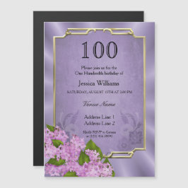Convite Magnético Mauve Tapeçaria 100º Aniversário do Dourado da na