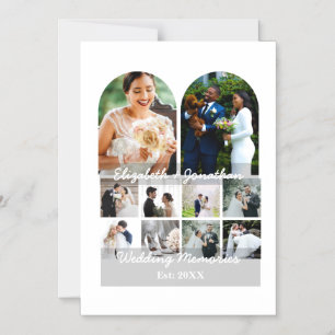 Convite Magnético Memórias de Casamento Modelo de Colagem de 10 Foto