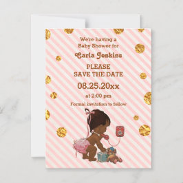 Convite Magnético Menina De Étnica Ao Telefone: Confetti Dourado Sal