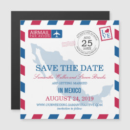 Convite Magnético México Airmail Save the Date (Salve a data)