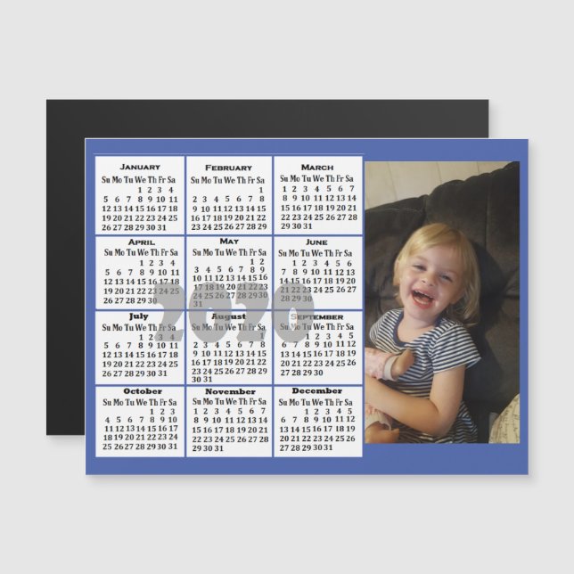 Convite Magnético Mini Calendário de Fotografias a Cores Personaliza (Frente/Verso)