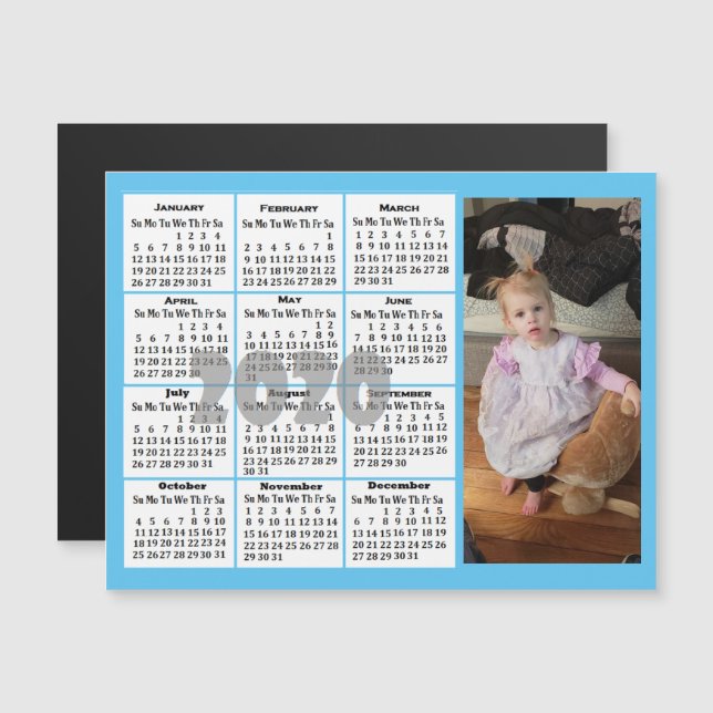 Convite Magnético Mini Calendário de Fotografias a Cores Personaliza (Frente/Verso)