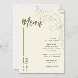 Convite Magnético Minimalist Botanical Wedding Menu Card