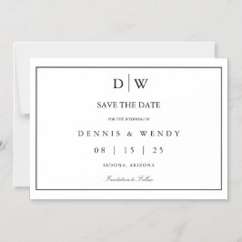 Convite Magnético Minimalist Monogram Wedding Save The Date