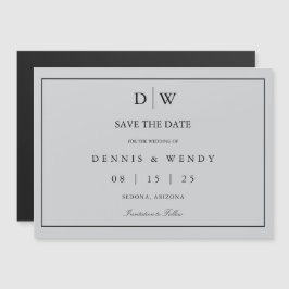 Convite Magnético Minimalist Monogram Wedding Save The Date