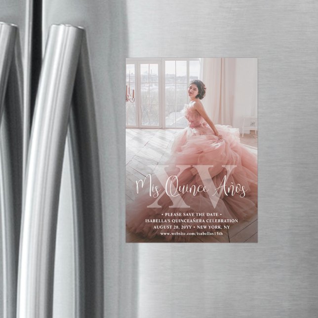 Convite Magnético Mis XV Años Salve a data Foto moderna Quinceañera (Criador carregado)