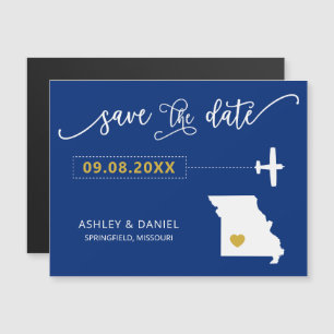 Convite Magnético Missouri Wedding Save the Date Card, Map