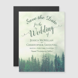 Convite Magnético Misty Green Mountain Pines Casamento Salve Data