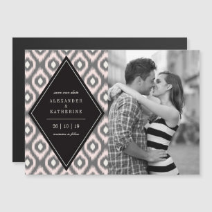 Convite Magnético Mod Chic Diamante Ikat Foto Save The Date