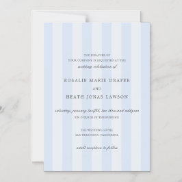 Convite Magnético Modern Blue Stripes Elegant Wedding