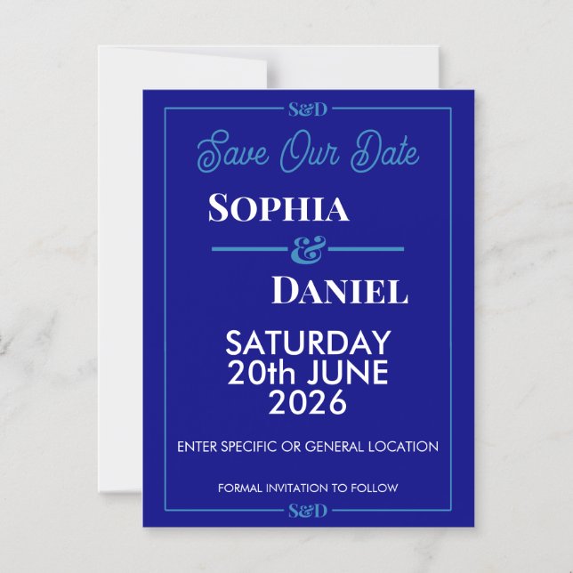 Convite Magnético Modern Editable Wedding Save The Date Card (Frente)