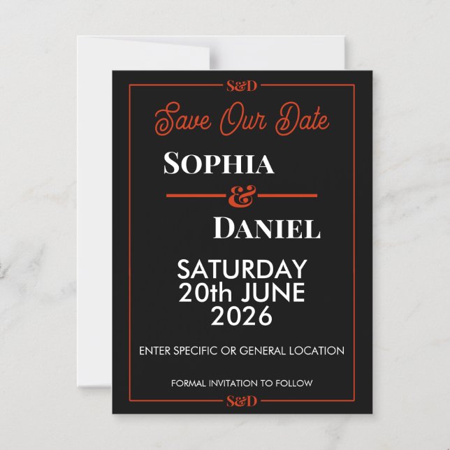 Convite Magnético Modern Editable Wedding Save The Date Card (Frente)