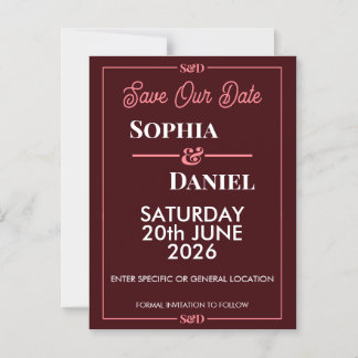 Convite Magnético Modern Editable Wedding Save The Date Card
