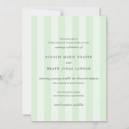 Convite Magnético Modern Green Stripes Elegant Wedding