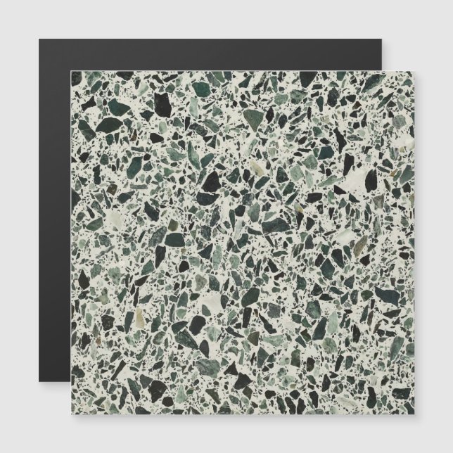 Convite Magnético Modern Green Terrazzo (Frente/Verso)