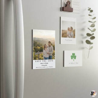 Convite Magnético Modern Minimalist Polaroid Wedding Save the Date