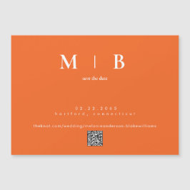 Convite Magnético Modern Orange Wedding Save the Date