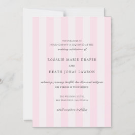 Convite Magnético Modern Pink Stripes Elegant Wedding