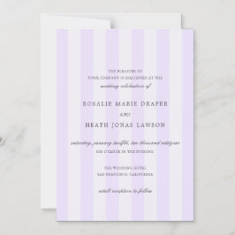 Convite Magnético Modern Purple Stripes Elegant Wedding