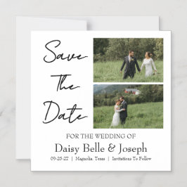 Convite Magnético Modern Script Photo Wedding Save The Date