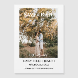 Convite Magnético Modern Script Photo Wedding Save The Date