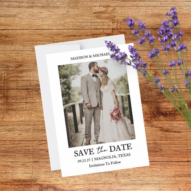 Convite Magnético Modern Script Photo Wedding Save The Date (Criador carregado)