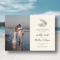 Modern Shell Beach Ocean Casamento Salve A Data