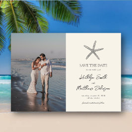 Convite Magnético Modern Starfish Beach Ocean Casamento Salve A Data