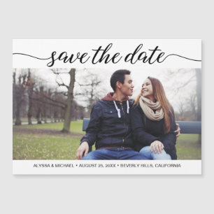 Convite Magnético Modern Wedding Save the Date Script Photo