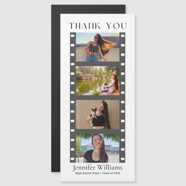 Convite Magnético moderna graduação 4 fotos, obrigado, seu ímã (Frente/Verso)