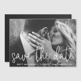 Convite Magnético Moderno Casamento de Foto Elegante Salve a Data
