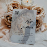 Convite Magnético Moderno Minimalista | Código QR da foto Salvar a d<br><div class="desc">Este elegante e minimalista casamento magnético salva os cartões de data,  com tipografia moderna e texto limpo,  sans serif como uma sobreposição na sua foto pessoal favorita,  junto com um código QR para os seus hóspedes pesquisarem mais detalhes do casamento.</div>