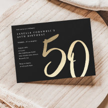 Moderno Minimalista Dourado Tipo 50º Aniversário
