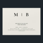 Convite Magnético Monograma simples e elegante Salvar a data<br><div class="desc">Um bege simples e elegante com um monograma preto Salve a data. Casamento. Primeiro e Sobrenomes. Moderno. Magnético.</div>