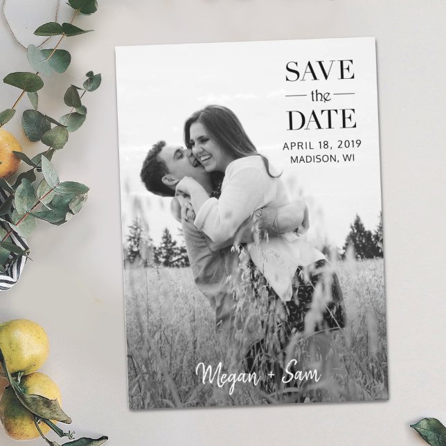 Convite Magnético Na moda Modern Photo Wedding Save the Date Magnet (Criador carregado)