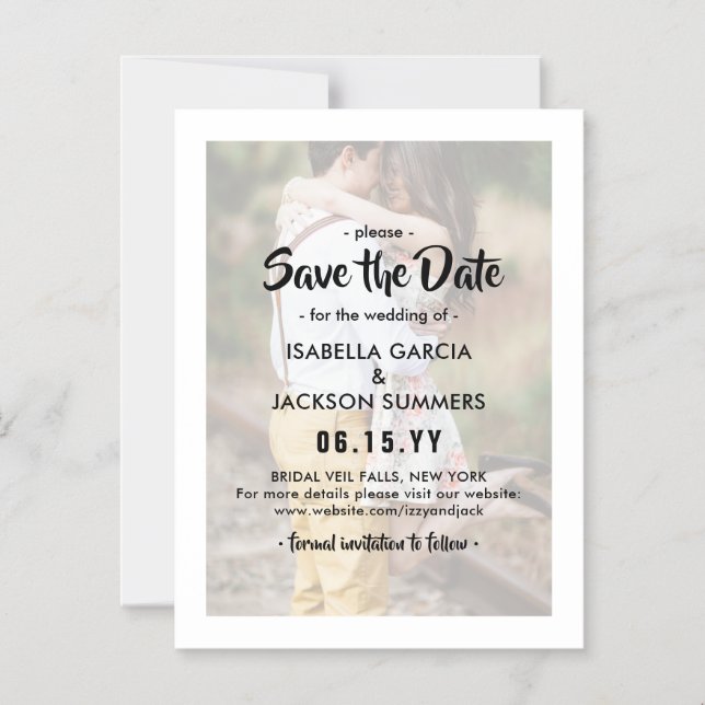 Convite Magnético Na moda Photo Overlay Modern Weding Date (Casament (Frente)
