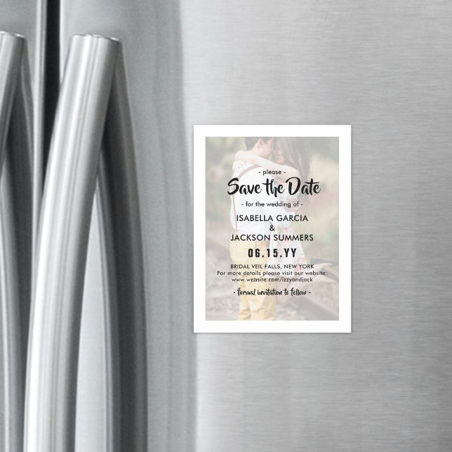 Convite Magnético Na moda Photo Overlay Modern Weding Date (Casament (Criador carregado)