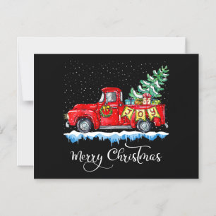 Convite Magnético Natal Antigo Caminhão Vermelho Feliz Natal Vintage