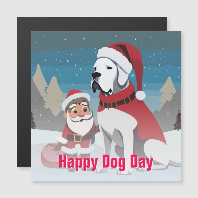 Convite Magnético Natal com Dogue Alemão (Frente/Verso)